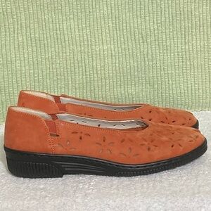 Jenny By Ara Womens Air Cushion Suede Burnt Orange Low Comfort Shoes Sz 7
